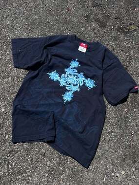 Vintage JNCO Jeans Blue Flame Dragon Tribal Skate T-Shirt Large